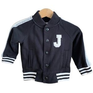 Janie and Jack Black White Gray Varsity Bomber Jacket